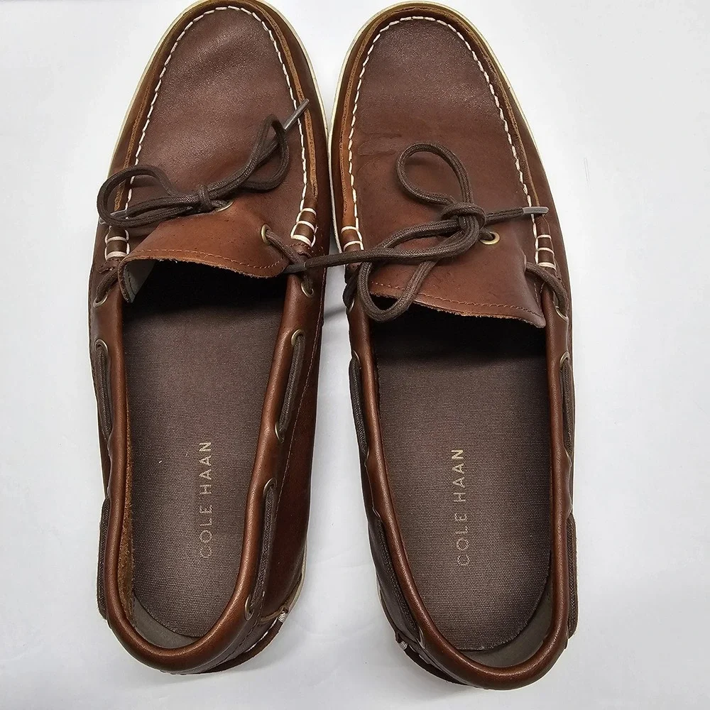 Cole Haan Shoes Mens 12 M Brown Leather Boat Moc Toe Casual Comfort Nautical